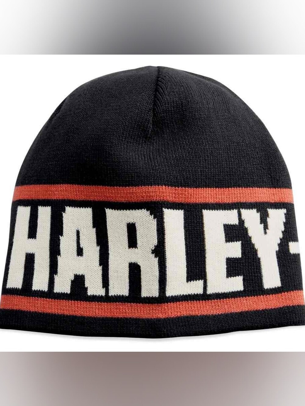 Harley-Davidson Reversible Knit Beanie Hat Black Orange Logo 99431-18VM CC